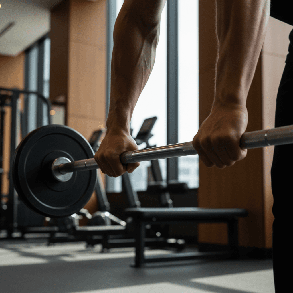 Elite athlete training in upscale fitness facility with state-of-the-art equipment
