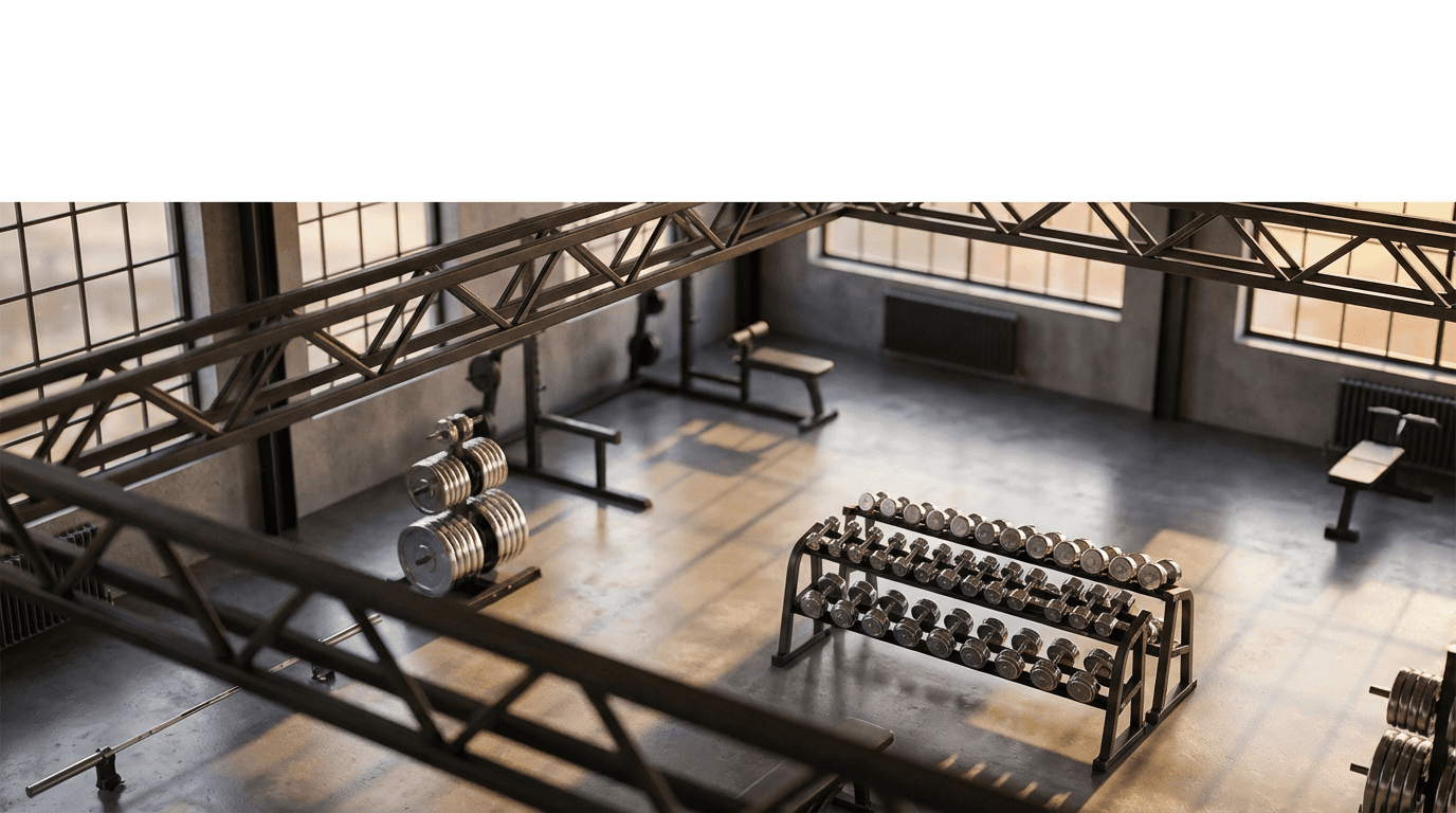 Olympic free weights and barbell setup